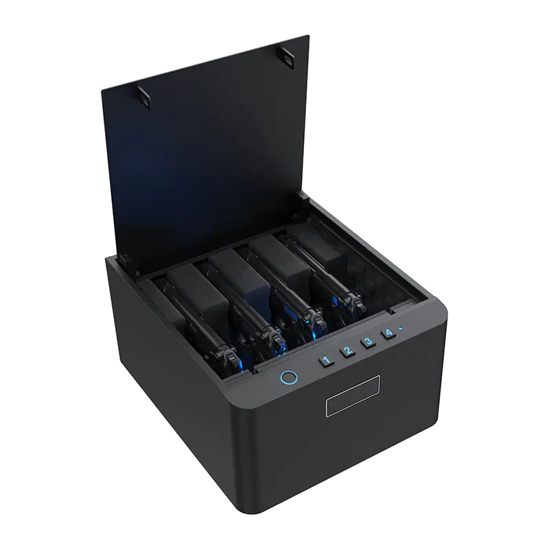 PS0118 Seif pentru pistol biometric cu intrare de sus cu 4 pistoale